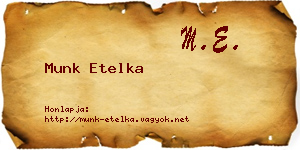 Munk Etelka névjegykártya